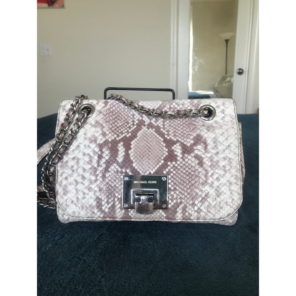 Michael Kors Vivianne Python Snakeskin Print Shou… - image 1